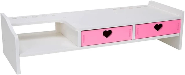 Alt view image 5 of 7 - Kawaii Desk Organizer Cute Desk Organizer with Drawers Monitor Riser Stand Monitor Riser Computer Stand for PC, Laptop, Printer