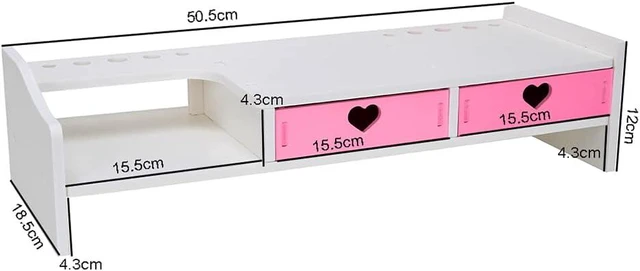 Alt view image 2 of 7 - Kawaii Desk Organizer Cute Desk Organizer with Drawers Monitor Riser Stand Monitor Riser Computer Stand for PC, Laptop, Printer