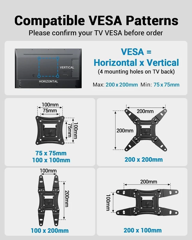 Alt view image 3 of 7 - Pipishell Full Motion TV Wall Mount for Echo Show 21/15 and 13-43 Inch Flat Curved Screen TVs & Monitors, Max VESA 200x200mm up to 44lbs, TV Mount Wall Bracket with Rotation Swivel Tilt Extension