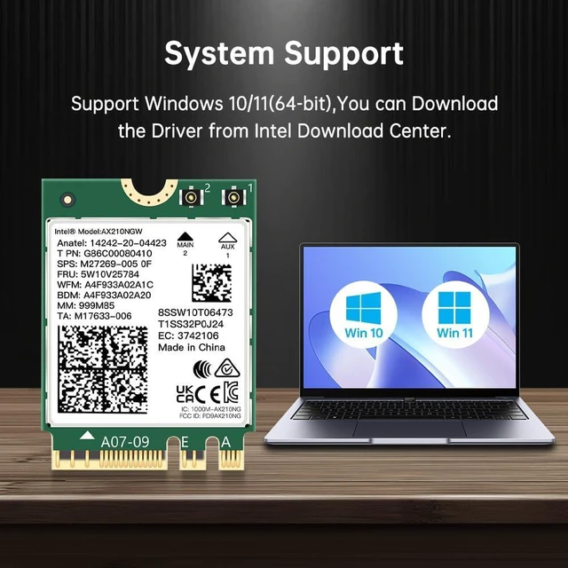 Alt view image 4 of 7 - AX210NGW WiFi 6E 5400Mbps for Intel AX210 Tri-Band BT5.3 M.2 2230 PC Laptop