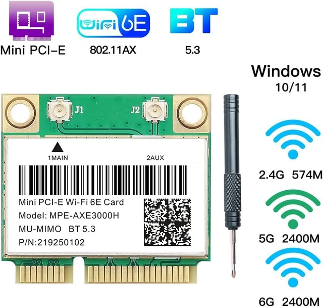 Alt view image 3 of 7 - WiFi 6E Mini PCIe Card Tri-Band 5400Mbps BT5.3 Laptop Upgrade