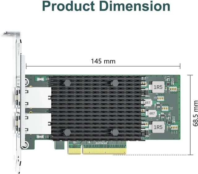 Alt view image 5 of 7 - ipolex 10Gb Network Card Compatible for Intel X540-T2 PCIE Ethernet Card with X540-BT2 Chip, Dual RJ45 Port, 10G Converged Network LAN Adapter, Support Windows/Linux/Vmware/ESX/Freebsd Server