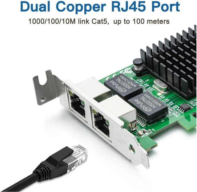 Alt view image 2 of 7 - Gigabit Dual NIC with Intel 82576 Chip, 1Gb Network Card Compare to Intel E1G42ET NIC, 2 RJ45 Ports, PCI Express 2.1 X1, Ethernet Card with Low Profile for Windows/Windows Server/Linux