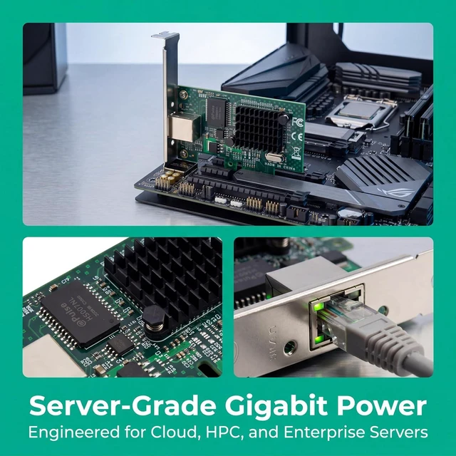 Alt view image 6 of 7 - PCIe Gigabit Ethernet Server Adapter with Broadcom NetXtreme BCM5751 10/100/1000Mbps Gigabit Desktop PCI-E Network Card NIC