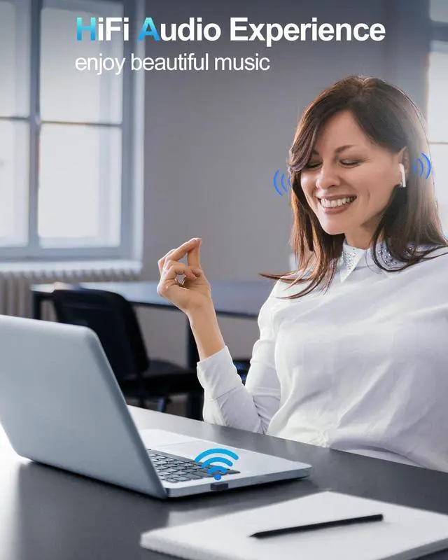 Alt view image 7 of 7 - 6.0 USB Bluetooth Adapter for PC, Bluetooth Dongle, Plug-and-Play for PC, Laptop, Mouse, Keyboard, Headsets, Speakers, Support Windows 11/10/8.1/7