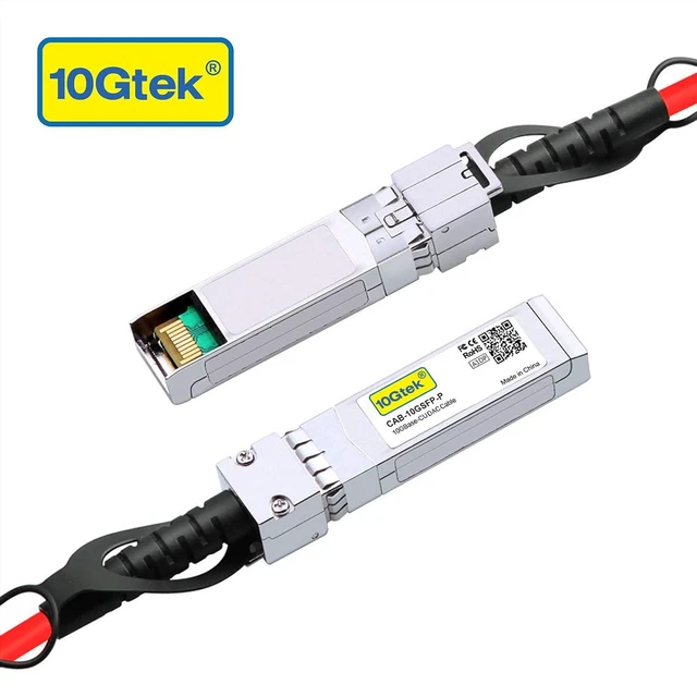 Alt view image 2 of 7 - 10Gtek [Red Colored 10G SFP+ DAC Cable - Twinax SFP Cable for Cisco SFP-H10GB-CU2M, Ubiquiti UniFi, D-Link, Supermicro, Netgear, Mikrotik, Fortinet, 2-Meter(6.5ft)