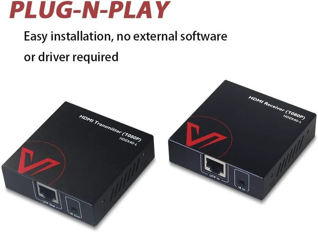 Alt view image 7 of 7 - AV Access 1080P HDMI Extender 164ft Over Cat6, HDMI Over Ethernet