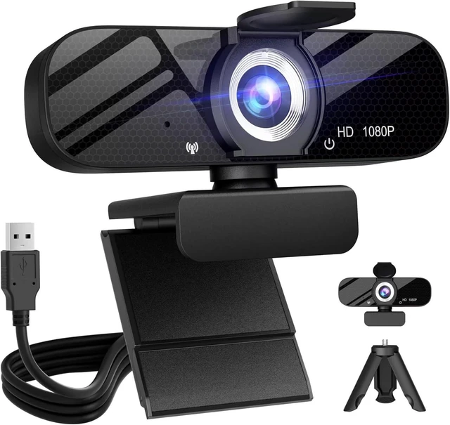 Main image of Tewiky Full HD Webcam with Built-in Microphone and Rotatable Tripod, 1080P Video and Wide Angle Camera, Privacy Cover, for Desktop PC or Laptop Computer