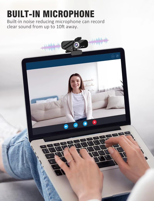 Alt view image 7 of 7 - Tewiky Full HD Webcam with Built-in Microphone and Rotatable Tripod, 1080P Video and Wide Angle Camera, Privacy Cover, for Desktop PC or Laptop Computer