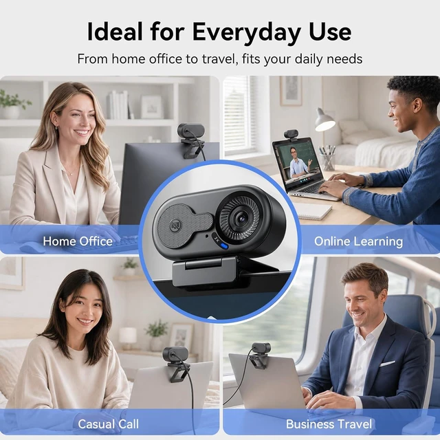 Alt view image 6 of 7 - EMEET C100 2K Webcam for PC with Rotating Privacy Cover, Mic & Metal Clip
