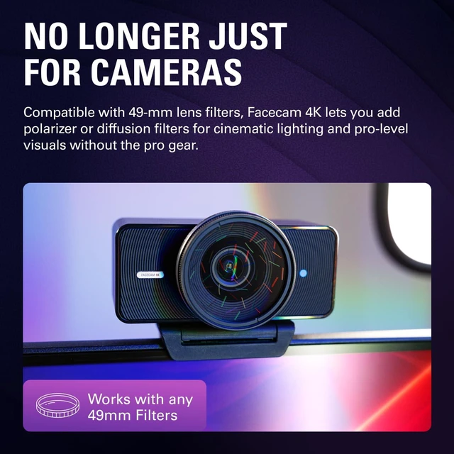 Alt view image 7 of 7 - Elgato Facecam 4K, 4K60 Studio Webcam, DSLR-Like Control