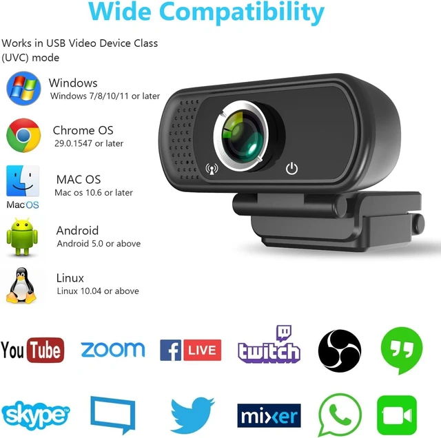 Alt view image 4 of 7 - XPCAM HD 1080p Webcam with Microphone,USB Web Camera for Computer PC Laptop