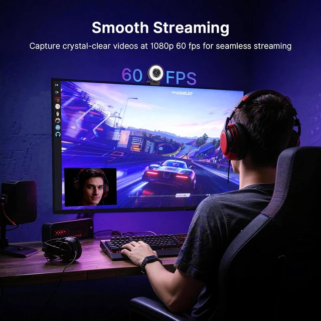 Alt view image 5 of 7 - NexiGo N680E Pro 4K Webcam with Ring Light, PDAF Autofocus, 1080p 60FPS, Dual Noise-Canceling Mics, Privacy Shutter, USB Plug-and-Play for Zoom, Teams, Twitch, Google Meet