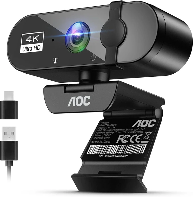 Main image of AOC 4K Webcam for PC, Streaming Computer Camera with Noise-Canceling Mic