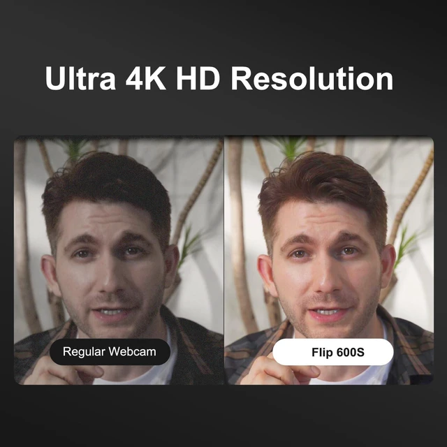Alt view image 4 of 7 - JOYUSING Flip600S 4K Webcam for PC, Ultra HD Webcam with tripod, PDAF Autofocus, Noise-Cancelling Mics, 79° FOV, Auto Light Correction, Privacy Cover, for Conference, Streaming, Zoom/Teams/Google Meet