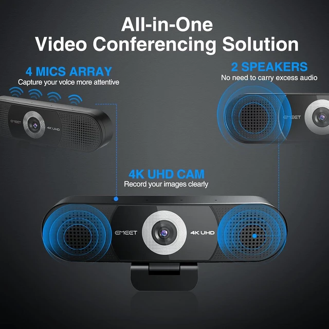 Alt view image 2 of 7 - EMEET C980 PRO 3-in-1 4K Webcam with Microphone and Speaker, 60°-98° FOV