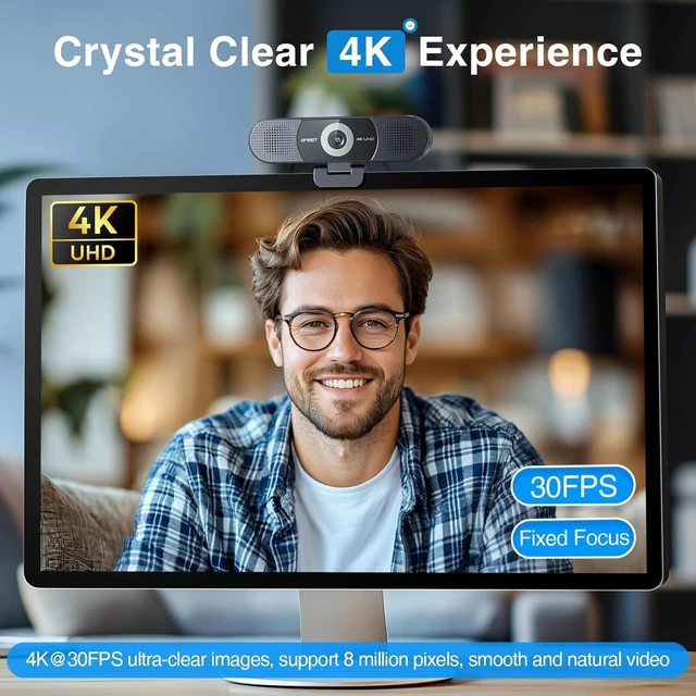 Alt view image 3 of 7 - EMEET C980 PRO 3-in-1 4K Webcam with Microphone and Speaker, 60°-98° FOV
