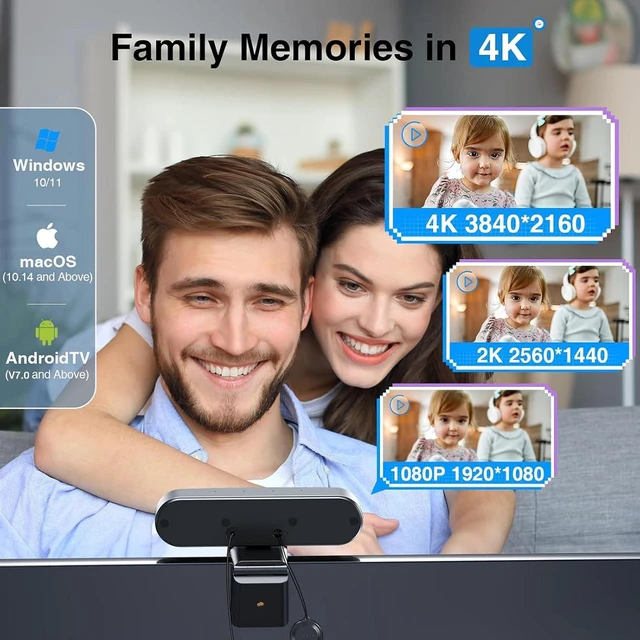 Alt view image 7 of 7 - EMEET C980 PRO 3-in-1 4K Webcam with Microphone and Speaker, 60°-98° FOV