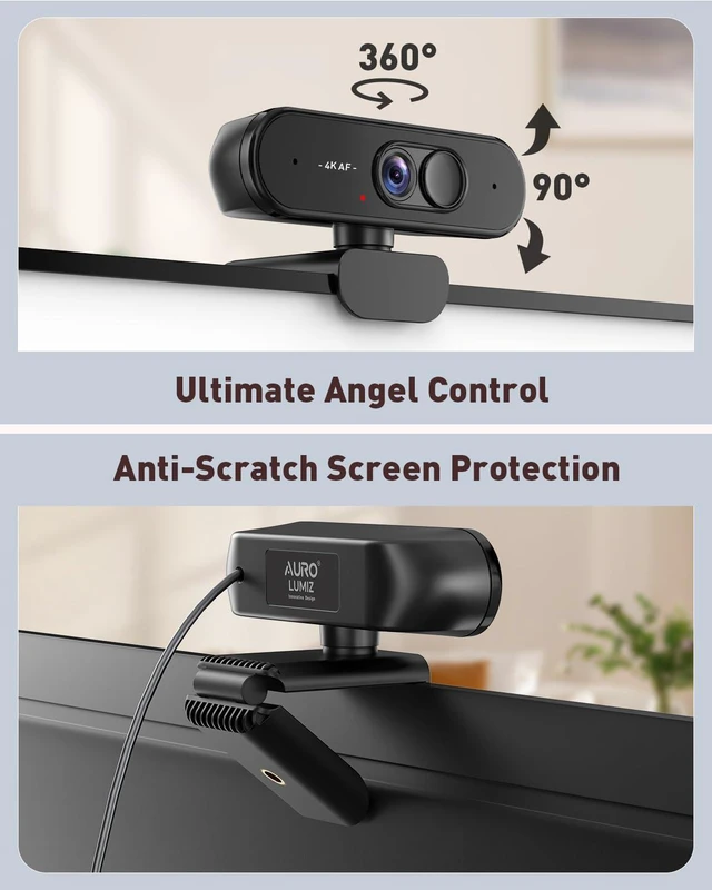 Alt view image 4 of 7 - 4K USB Webcam with Autofocus, Mic and Privacy Cover for PC/Laptop