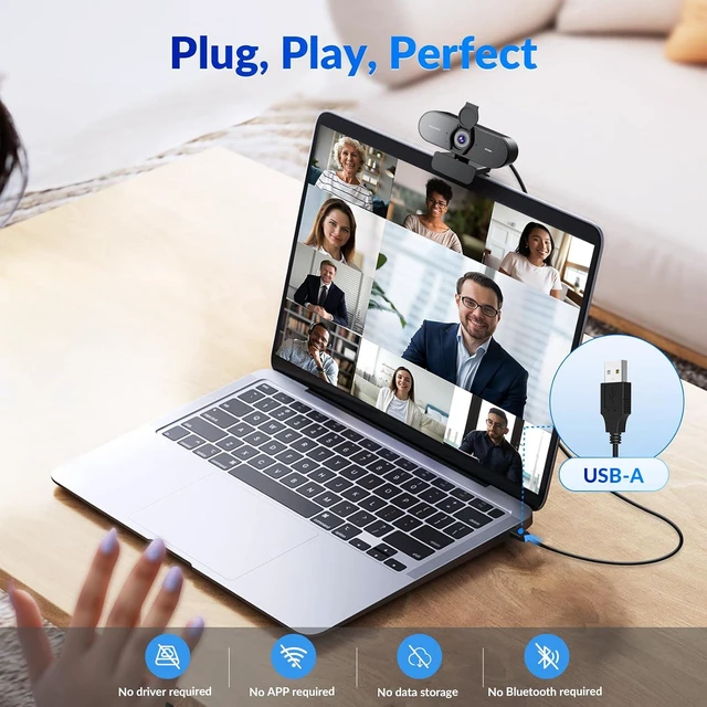 Alt view image 5 of 7 - 4K Webcam for PC - Ultra 4K HD , PDAF & CDAF Autofocus, 79°FOV, Dual Mics