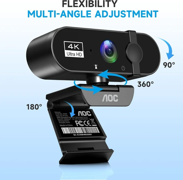 Alt view image 4 of 7 - AOC 4K Webcam for PC, Streaming Computer Camera with Noise-Canceling Mic