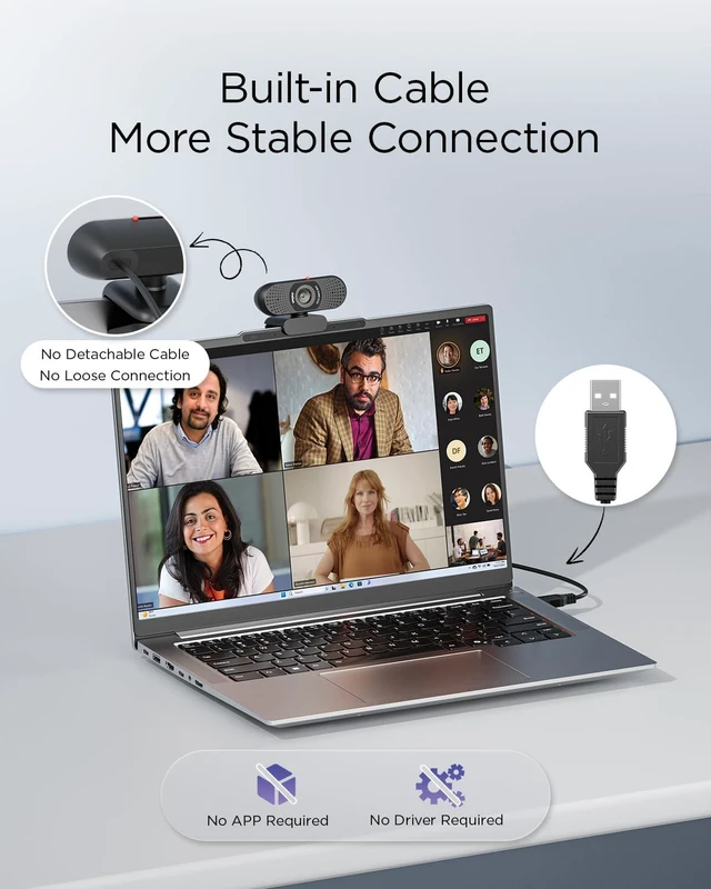 Alt view image 4 of 7 - wegear 1080P Webcam for PC, Full HD Computer Camera with Dual Mics, USB-A