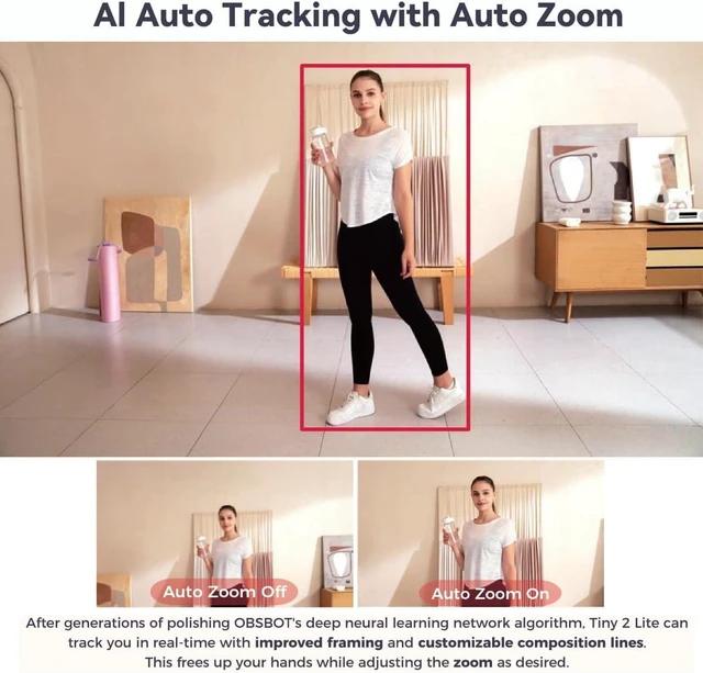 Alt view image 3 of 7 - OBSBOT Tiny 2 Lite 4K PTZ Webcam AI-Tracking, W Mini Tripod