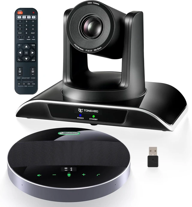 Main image of 20x Zoom Conference Room Camera System TONGVEO All-in-1 Video and Audio Conferencing System 20X Optical Zoom USB3.0 HDMI PTZ Camera and Conference speaker with microphone Bundle for large Meeting Room