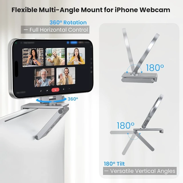 Alt view image 2 of 7 - Itramax 360° Continuity Camera iPhone Webcam Mount for iMac&Desktop Monitor