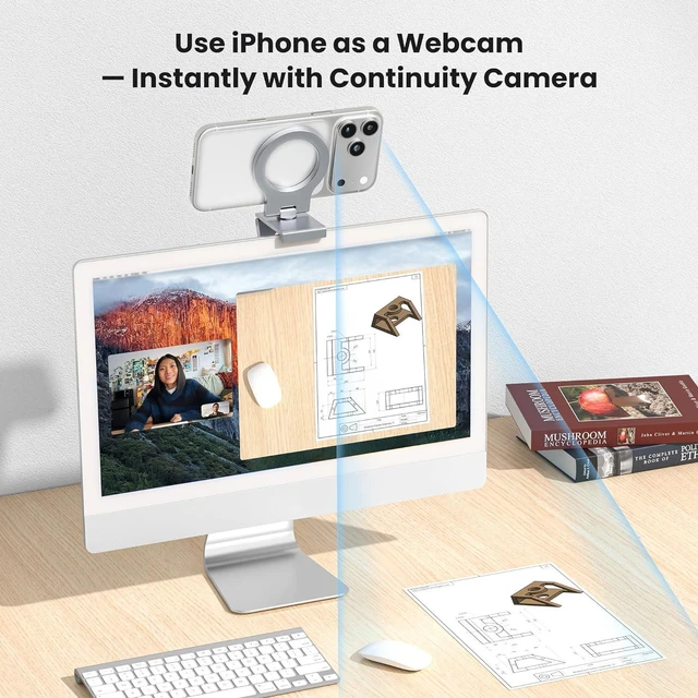 Alt view image 5 of 7 - Itramax 360° Continuity Camera iPhone Webcam Mount for iMac&Desktop Monitor