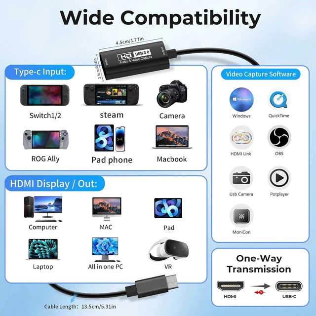 Alt view image 5 of 7 - GUERMOK Video Capture Card, USB3.0 HDMI to USB-C Capture Device, 2K@30FPS