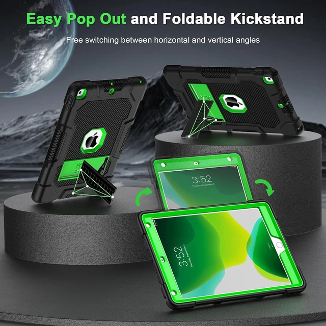 Alt view image 4 of 7 - TIMISM Case for iPad 9th/8th/7th Gen (2021/2020/2019), Black+Green