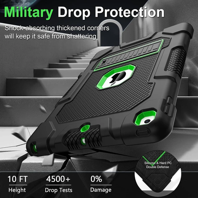 Alt view image 5 of 7 - TIMISM Case for iPad 9th/8th/7th Gen (2021/2020/2019), Black+Green