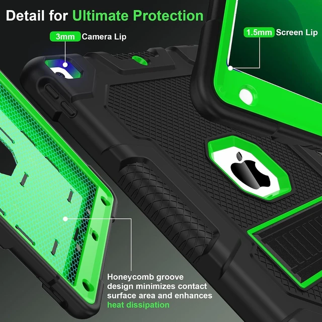 Alt view image 6 of 7 - TIMISM Case for iPad 9th/8th/7th Gen (2021/2020/2019), Black+Green