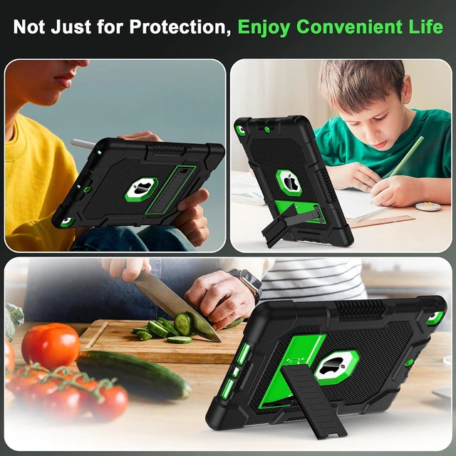 Alt view image 7 of 7 - TIMISM Case for iPad 9th/8th/7th Gen (2021/2020/2019), Black+Green