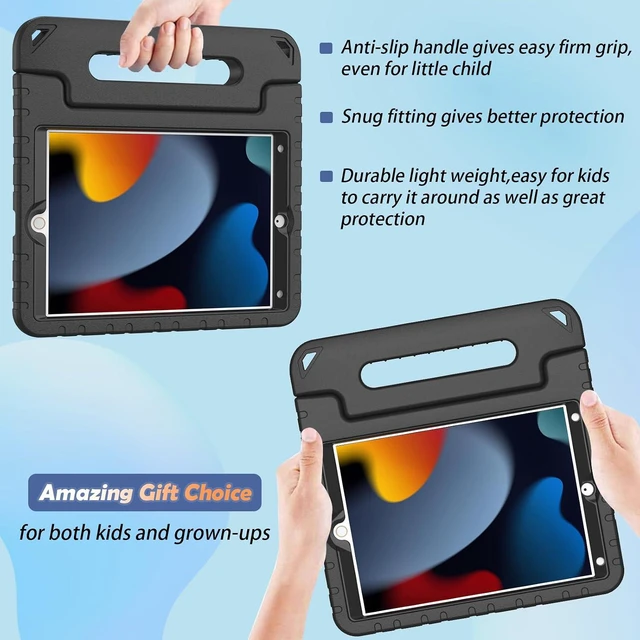 Alt view image 4 of 7 - LTROP Kids Case for iPad 9th/ 8th/ 7th Generation (2021/2020/ 2019), iPad 10.2 Case with Built-in Screen Protector, Shockproof Handle Stand Kids Case for iPad 9/8/ 7 Generation 10.2 Inch - Black