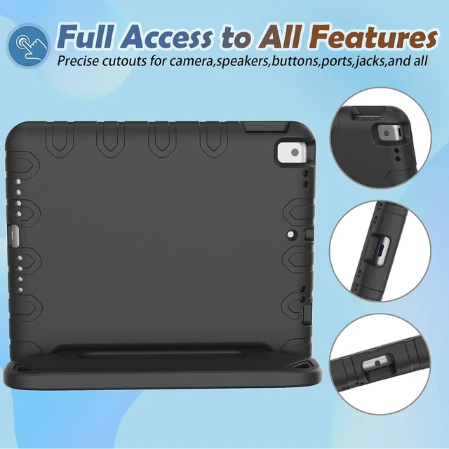 Alt view image 5 of 7 - LTROP Kids Case for iPad 9th/ 8th/ 7th Generation (2021/2020/ 2019), iPad 10.2 Case with Built-in Screen Protector, Shockproof Handle Stand Kids Case for iPad 9/8/ 7 Generation 10.2 Inch - Black