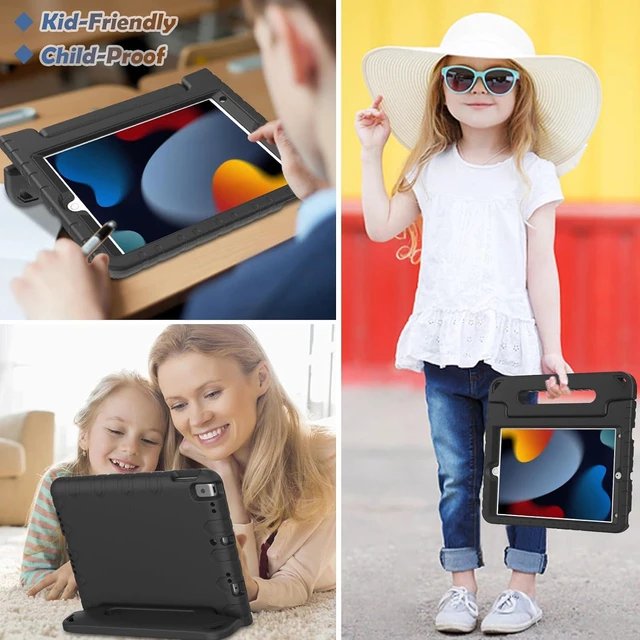 Alt view image 6 of 7 - LTROP Kids Case for iPad 9th/ 8th/ 7th Generation (2021/2020/ 2019), iPad 10.2 Case with Built-in Screen Protector, Shockproof Handle Stand Kids Case for iPad 9/8/ 7 Generation 10.2 Inch - Black