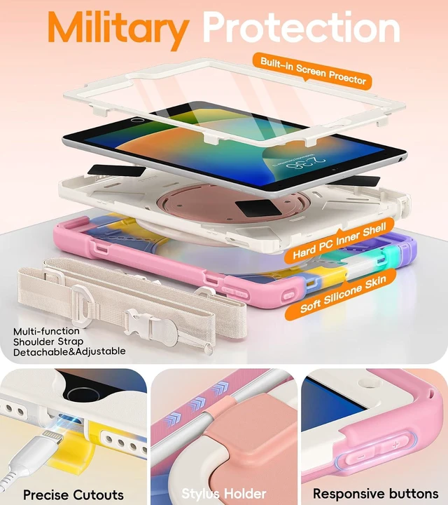 Alt view image 4 of 7 - BATYUE Shockproof Case for iPad 9th/ 8th/ 7th Gen (10.2 inch) - Rainbow