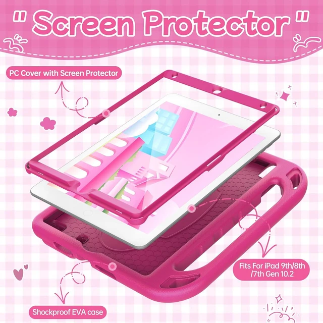 Alt view image 3 of 7 - BMOUO Kids Case for iPad 9th/8th/7th Generation, Rose