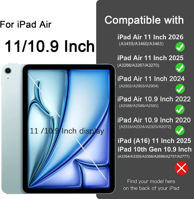 Alt view image 2 of 7 - Akkerds for iPad Air 11 Inch Case M4/M3/M2, Air 5th/4th Gen 10.9, Black