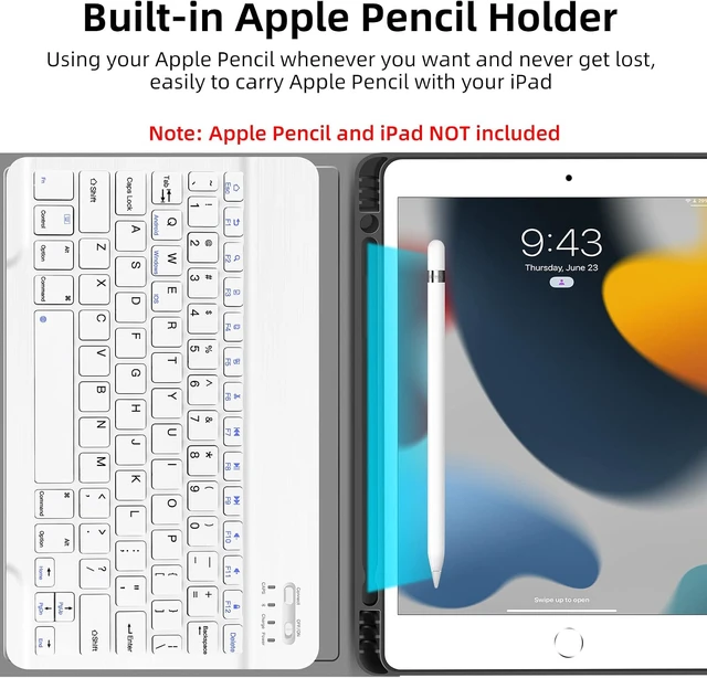 Alt view image 7 of 7 - JUQITECH Keyboard Case for iPad 9th 8th 7th Gen 10.2 Inch, Pencil Holder