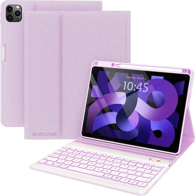 Main image of Keyboard case for ipad Air 11 inch(M2 2024)/10.9 Inch Air 5th 4th Generation & iPad Pro 11 inch (1st/2nd/3rd/4th Gen)-Backlit Detachable Keyboard, Folio cover with upper easily Pencil Holder-(Purple)
