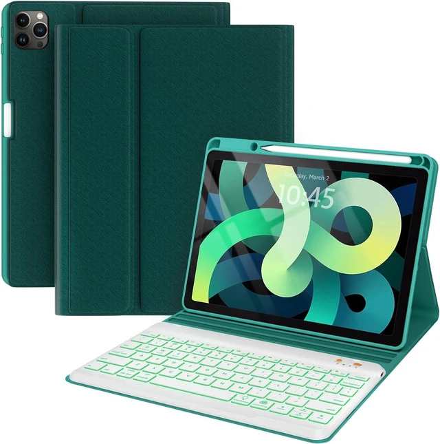 Main image of Keyboard case for ipad Air 11 inch(M2 2024)/10.9 Inch Air 5th 4th Generation & iPad Pro 11 inch (1st/2nd/3rd/4th Gen)-Backlit Detachable Keyboard, Folio Cover with Upper Easily Pencil Holder-(Teal)