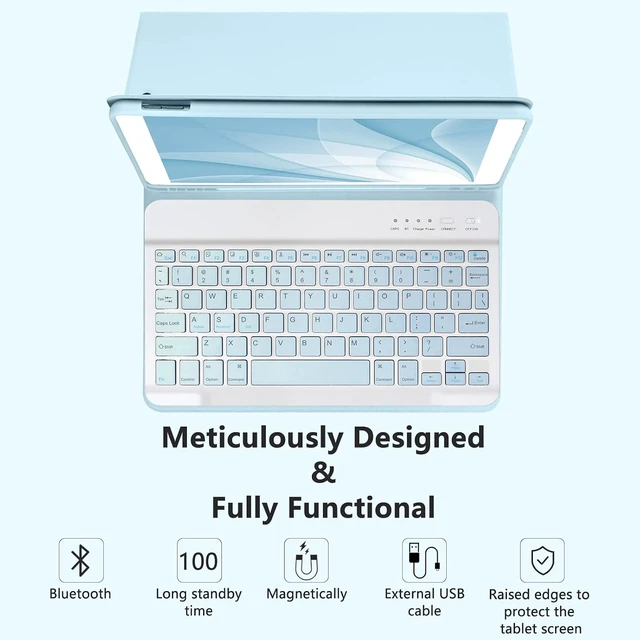 Alt view image 3 of 7 - MMK for iPad 9/8/7th Generation Case with Keyboard 10.2 inch, Blue
