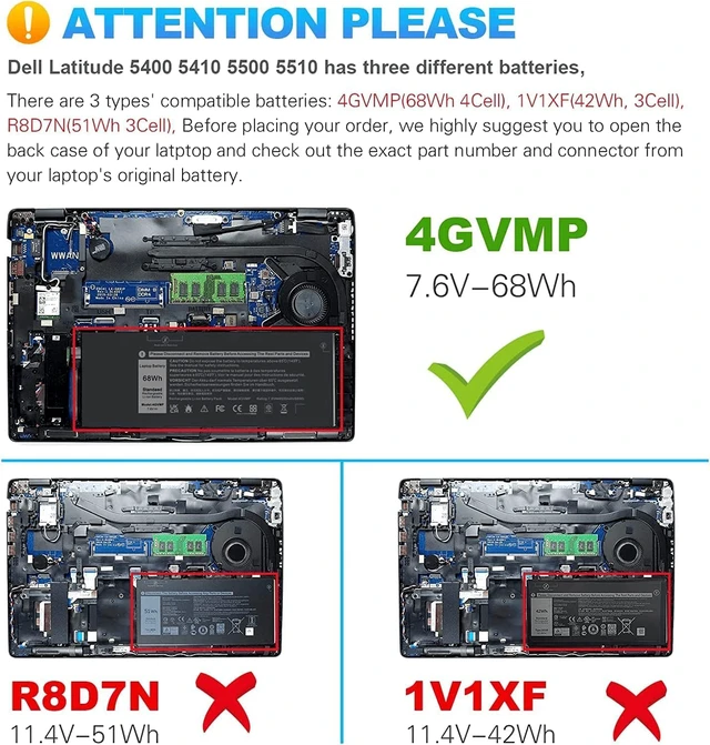 Alt view image 2 of 7 - 4GVMP Laptop Battery for Dell Latitude 5400 5500 5410 5510 E5400 E5500