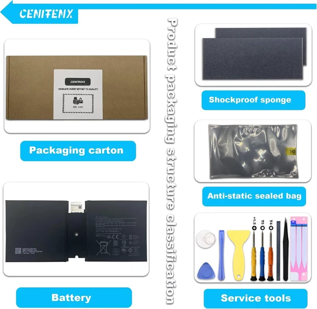 Alt view image 7 of 7 - G16TA047H Battery Replacement for Microsoft Surface Go 2 Model 1901 1926 10.5-Inch Tablet PC Series Battery (7.66V,26.81Wh,3500mAh) with Tools