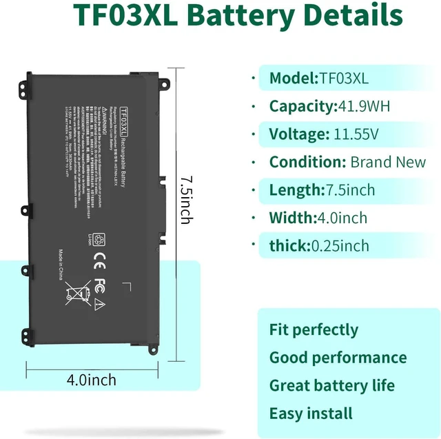 Alt view image 2 of 7 - 920070-855 TF03XL Laptop Battery for HP Pavilion 15-CC 15-CD 14-BF 15-CC0XX