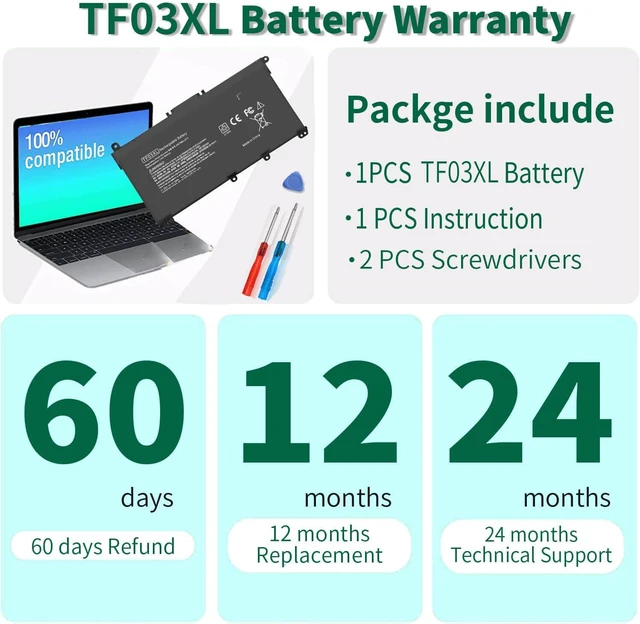 Alt view image 6 of 7 - 920070-855 TF03XL Laptop Battery for HP Pavilion 15-CC 15-CD 14-BF 15-CC0XX