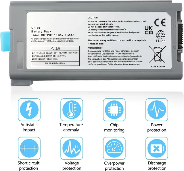 Alt view image 3 of 7 - CF-30 9cell CF-VZSU46 New Laptop Battery for Panasonic Toughbook